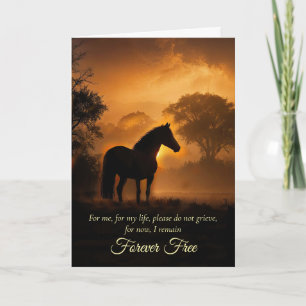 Carte Sympathie pour cheval Cheval libre au coucher de s