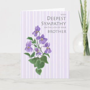 Carte Sympathie pour la perte de frère avec les violets