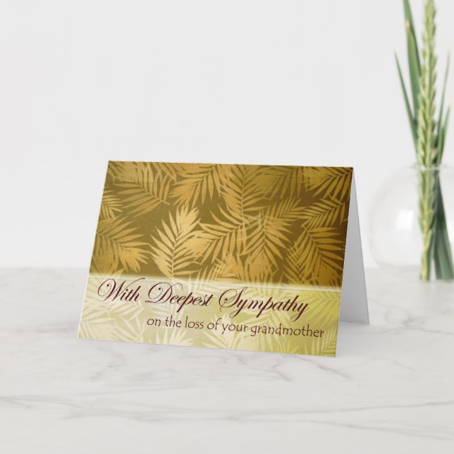 Carte Sympathie pour la perte de grand-mère, Fronds de p (Devant)