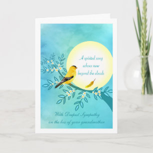 Carte Sympathie pour la perte de grand-mère Goldfinch Bi