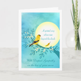 Carte Sympathie pour la perte de maman, Oiseau Goldfinch