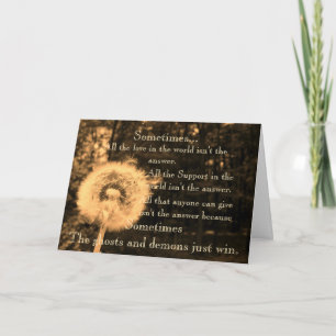 Carte Sympathie pour la perte de suicide