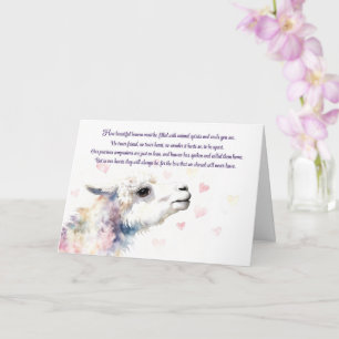 Carte Sympathie pour la perte d'un alpaca avec un poème
