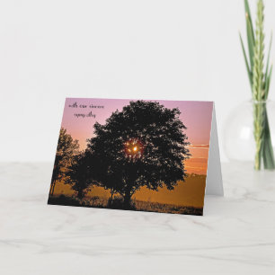 Carte sympathie pour l'arbre et le coucher du soleil