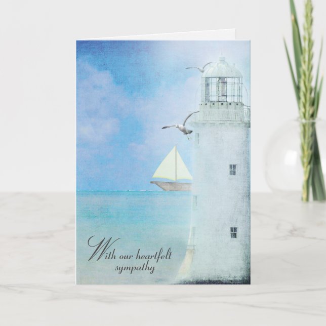 Carte Sympathie pour le phare blanc et le voilier (Devant)