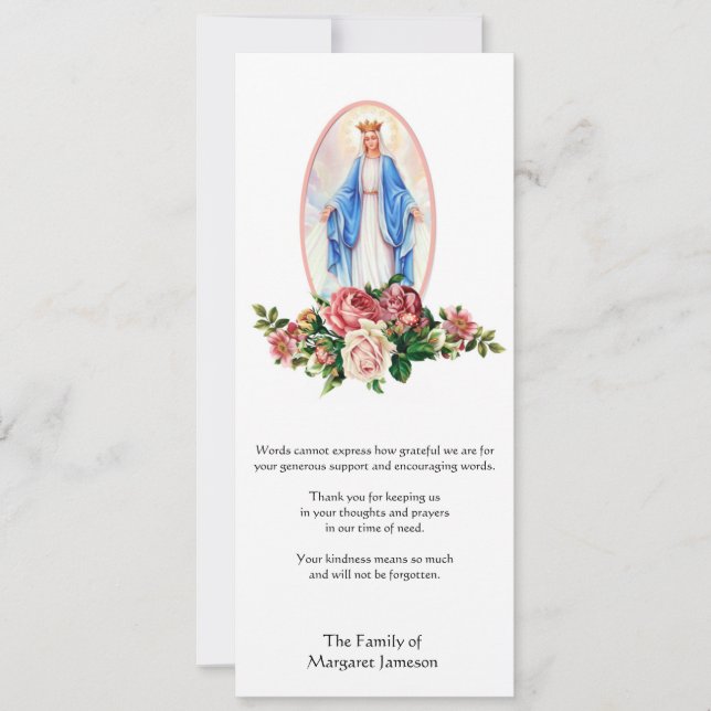 Carte Sympathie religieuse catholique funéraire Merci (Devant)