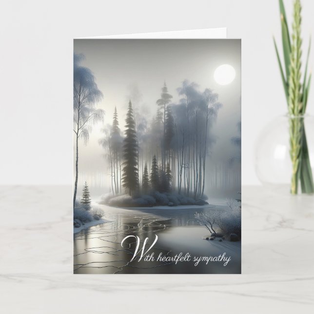 Carte Sympathie Rivière Gelée Avec Arbres Gelés (Devant)