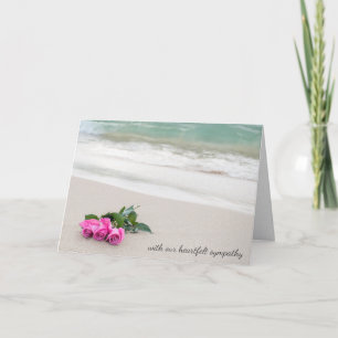 Carte sympathie roses roses sur sable de plage