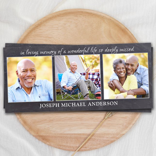 Carte Sympathie rustique 3 Photo Signet de prière funéra (Créateur téléchargé)