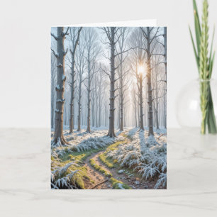 Carte Sympathie Soleil matinal dans la forêt gelée