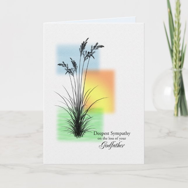 Carte Sympathie sur la perte du parrain, graminées (Devant)