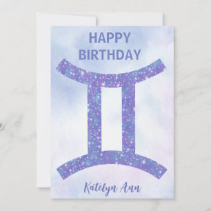 Carte Sympathique Gemini Sign Custom Purple Joyeux Anniv