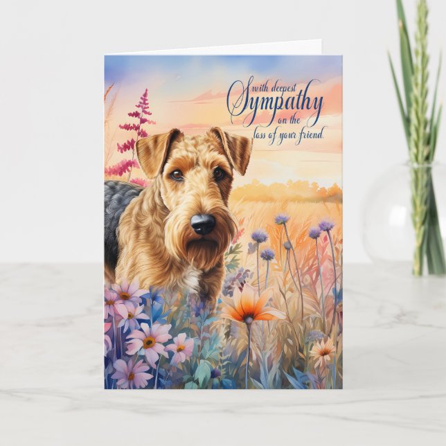 Carte Sympathy Airedale Terrier Chien Fleur sauvage Mead (Devant)