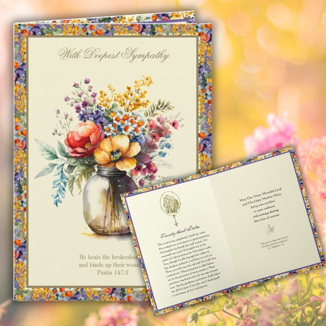 Carte Sympathy Floral Rosaire Écriture (Créateur téléchargé)
