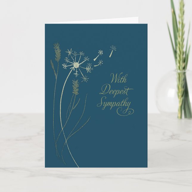 Carte Sympathy Gold Look Dandelion sur Navy Blue (Devant)