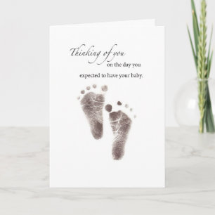 Carte Sympathy Loss of Baby Footprints Noir et blanc