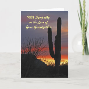 Carte Sympathy Loss of Grandfather Cactus Sunset