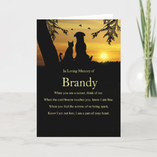 Carte Sympathy Pet with Dog and Cat Nom personnalisé