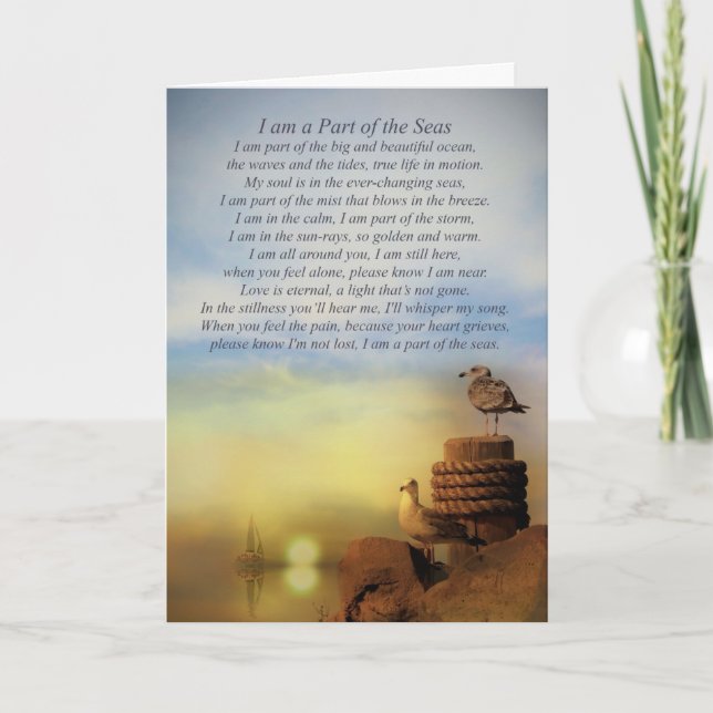 Carte Sympathy Sea Ocean Sailing avec un poème spirituel (Devant)