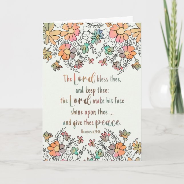 Carte Sympathy Sketchchy Floral Scripture Lord Bless (Devant)