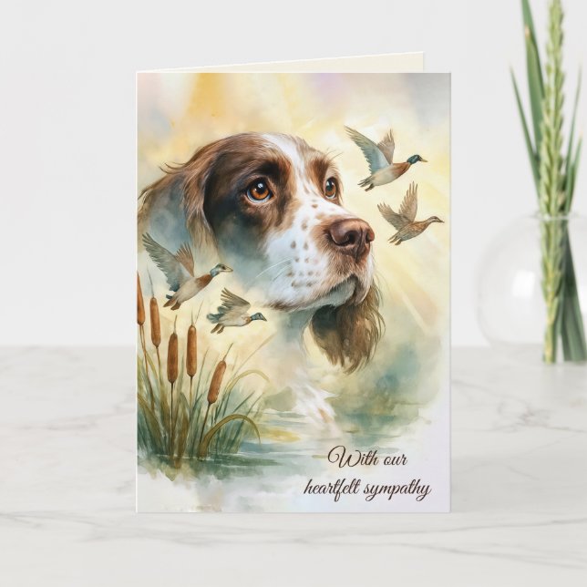 Carte Sympathy Springer Spaniel Chien Avec Cattails (Devant)