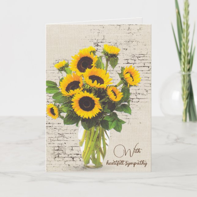 Carte Sympathy Sunflower Bouquet on Brick (Devant)