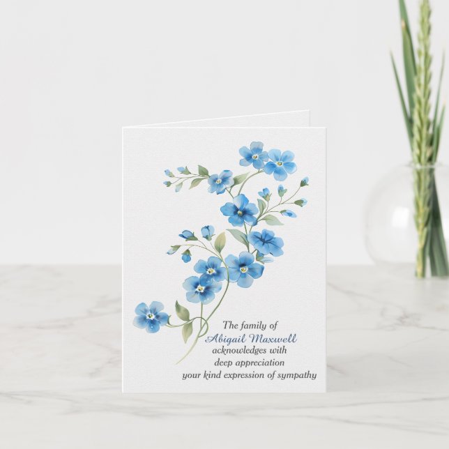 Carte Sympathy Thank You Blue Flowers (Devant)