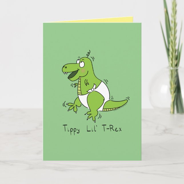 Carte T-Rex Dinosaur Bébé mignon Dessin (Devant)