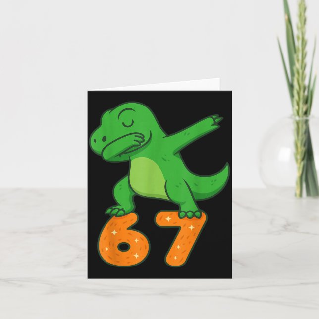Carte T-rex Dinosaur Dabbing 67 Meme Six Seven Funny  (Devant)