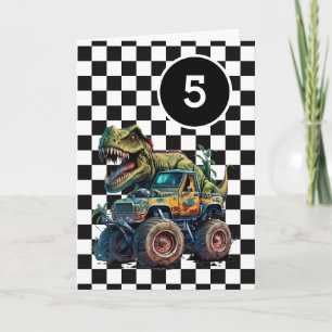 Carte T-rex Dinosaur Monster Camion 5e anniversaire