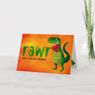 Carte T-rex Dinosaure romantique