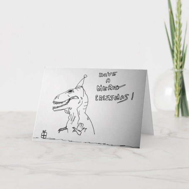 Carte T Rex Hates Ouverture Présentations Noël (Devant)