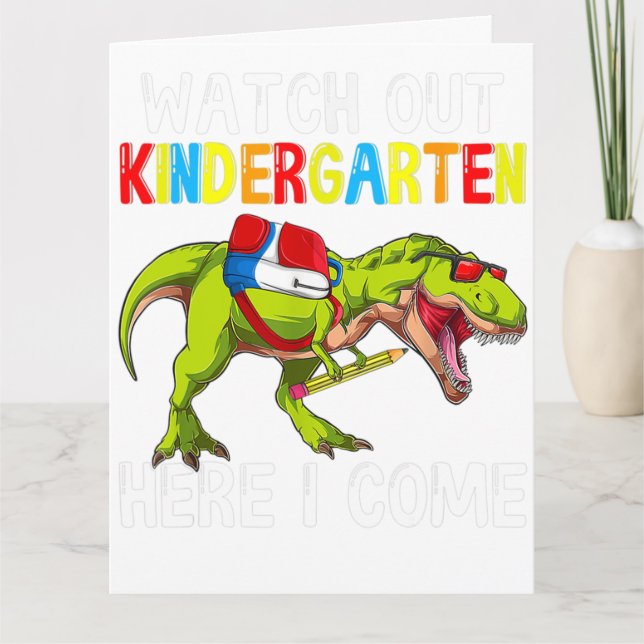 Carte T Rex Retour À L'École Les Enfants Veillent À La M (Devant)