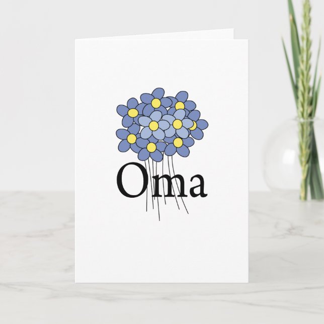 Carte T-shirt assez bleu d'Oma de fleur (Devant)