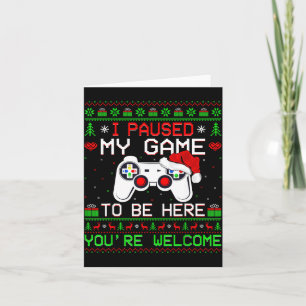 Carte T-shirt de Noël laid de jeu vidéo drôle de joueur
