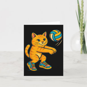 Carte T-shirt drôle de chat mignon joueur de volley-ball