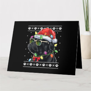 Carte T-shirt Noël Arbre Chien Maman Papa Pug Noir Pull