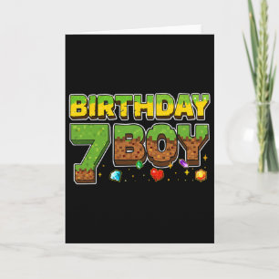 Carte T-shirt pixel Fun Garçon d'anniversaire 7e Anniver