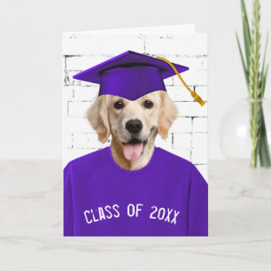 Carte T-shirt violet pour l'obtention d'un diplôme d'étu