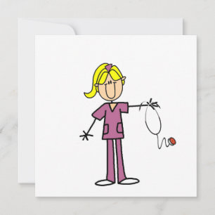 Carte T-shirts Blond Female Stick Figure Nurse