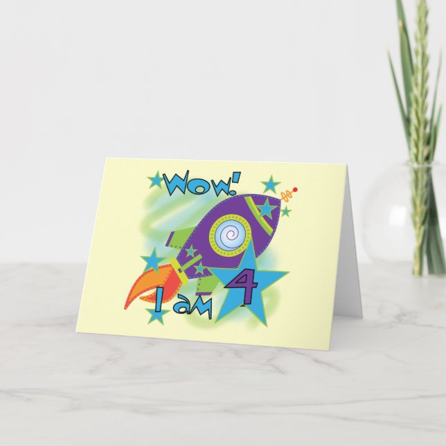Carte T-shirts et cadeaux 4e anniversaire Rocket Ship (Devant)