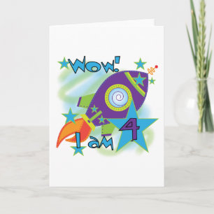Carte T-shirts et cadeaux 4e anniversaire Rocket Ship