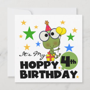 Carte T-shirts et cadeaux 4th Birthday Frog Hoppy