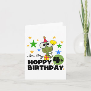 Carte T-shirts et cadeaux 4th Birthday Frog Hoppy