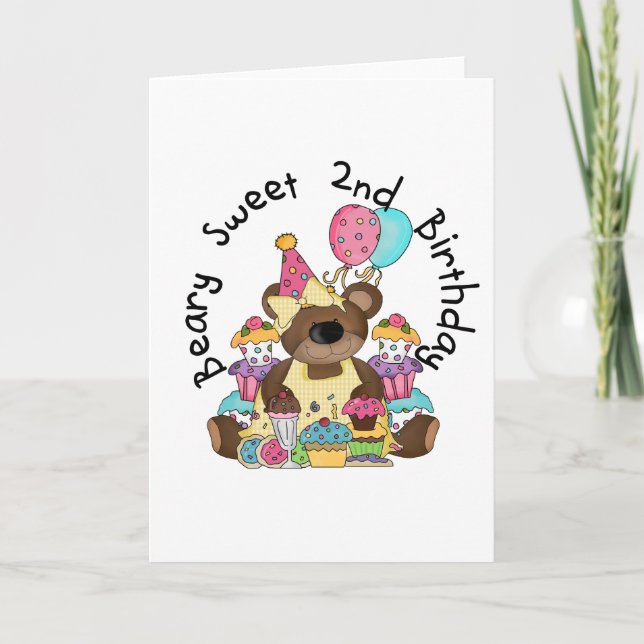 Carte T-shirts et cadeaux Beary Sweet 2e anniversaire (Devant)