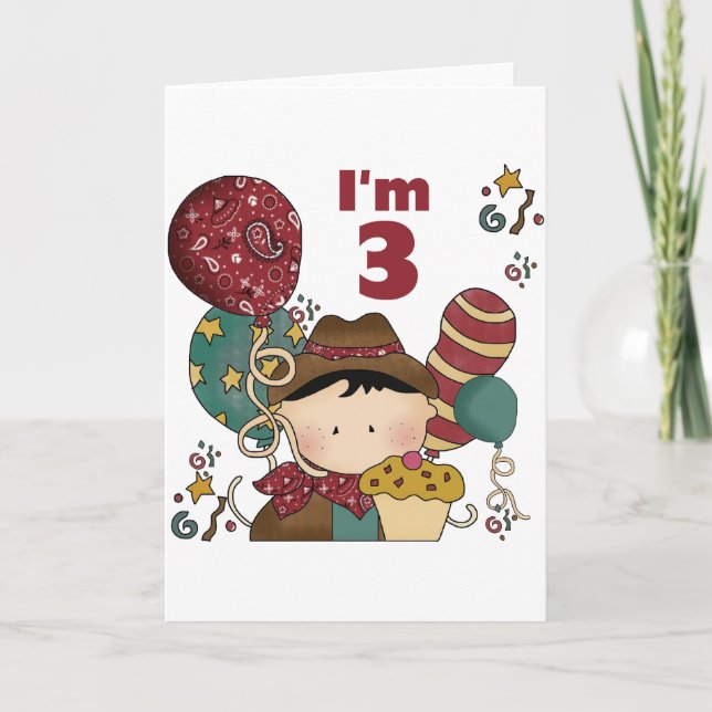 Carte T-shirts et cadeaux Cowboy 3e anniversaire (Devant)