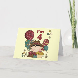 Carte T-shirts et cadeaux Cowboy 4e anniversaire
