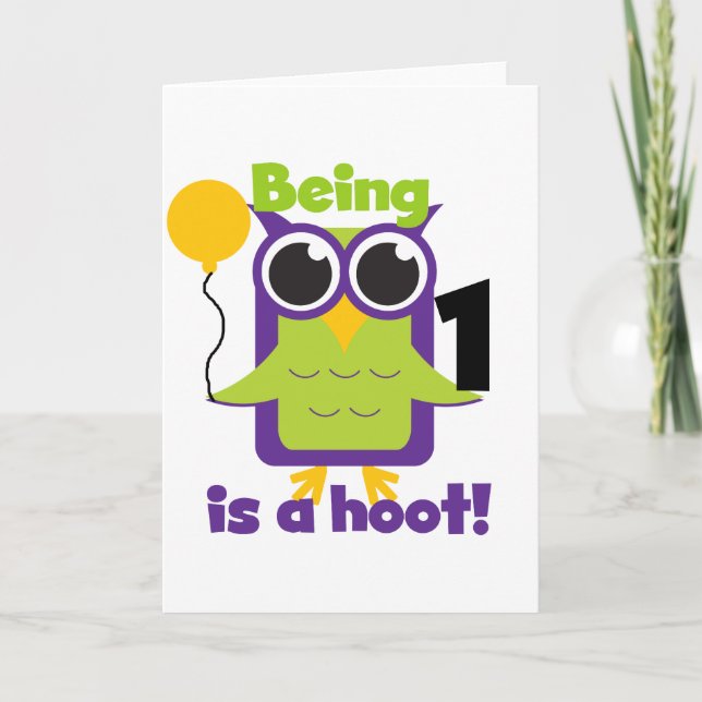 Carte T-shirts et cadeaux d'anniversaire de Hoot Owl 1er (Devant)