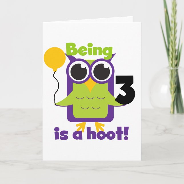 Carte T-shirts et cadeaux d'anniversaire de Hoot Owl 3e (Devant)