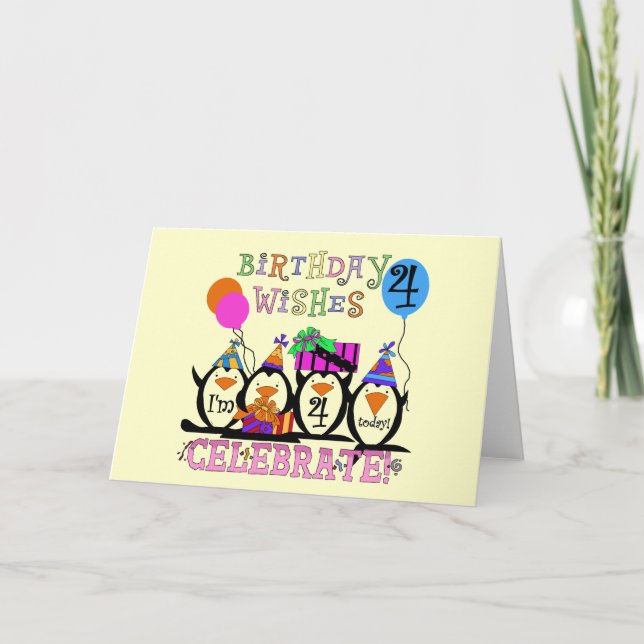 Carte T-shirts et cadeaux de 4ème anniversaire de Pengui (Devant)